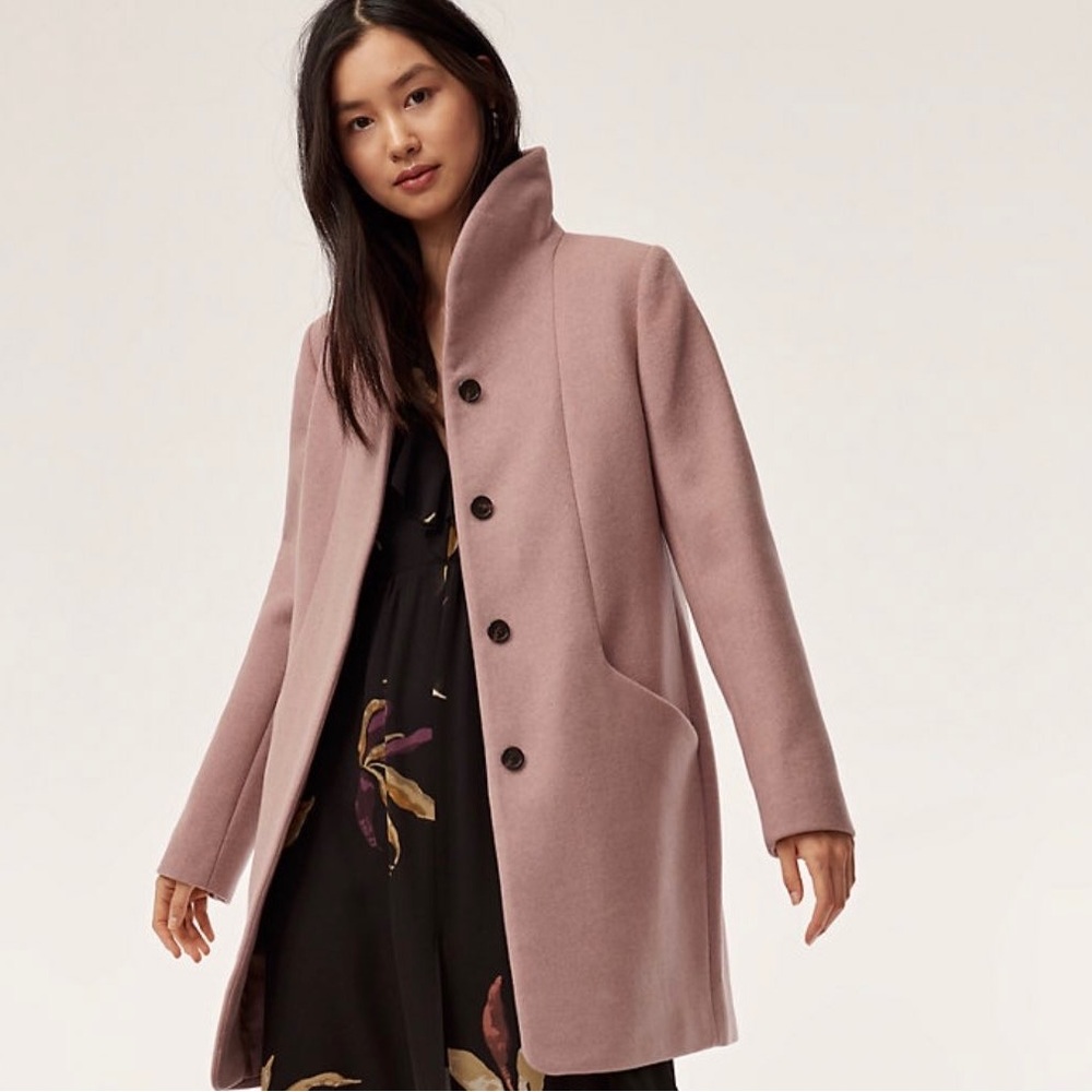 Wilfred Dusty Rose Wool Button Coat